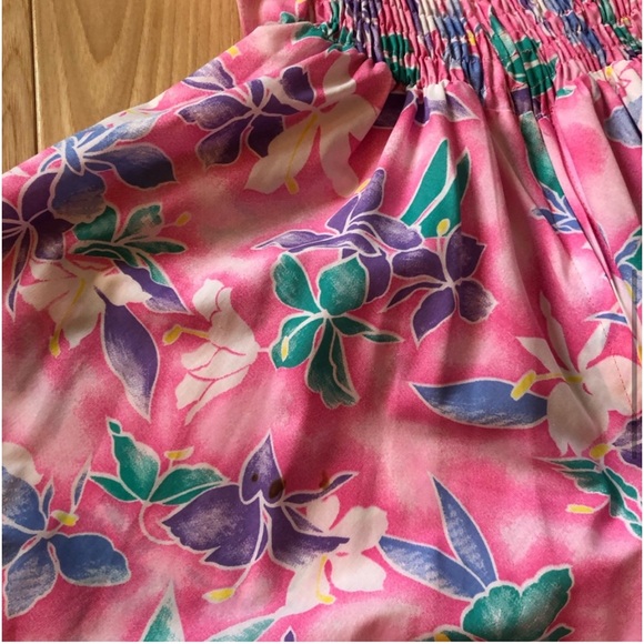 Vintage Hawaiian 80s Pinup Floral Tropical Print Rockabilly Tiki Swing Dress - Picture 13 of 17